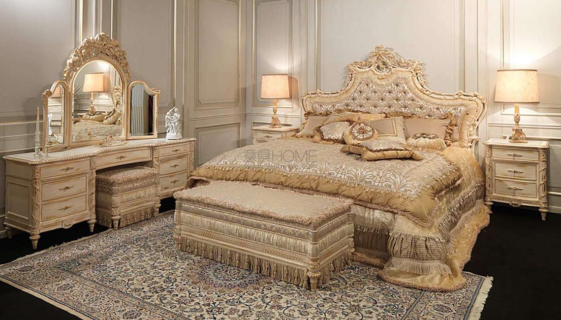 Luxury classic bedroom White and Gold, Luigi XVI style art. 2006 床