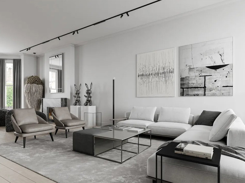 300㎡私人別墅丨專屬于黑白灰的極簡克制美學(xué)